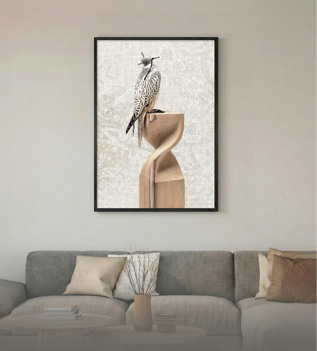 Falcon Sculpture Calligraphy Poster