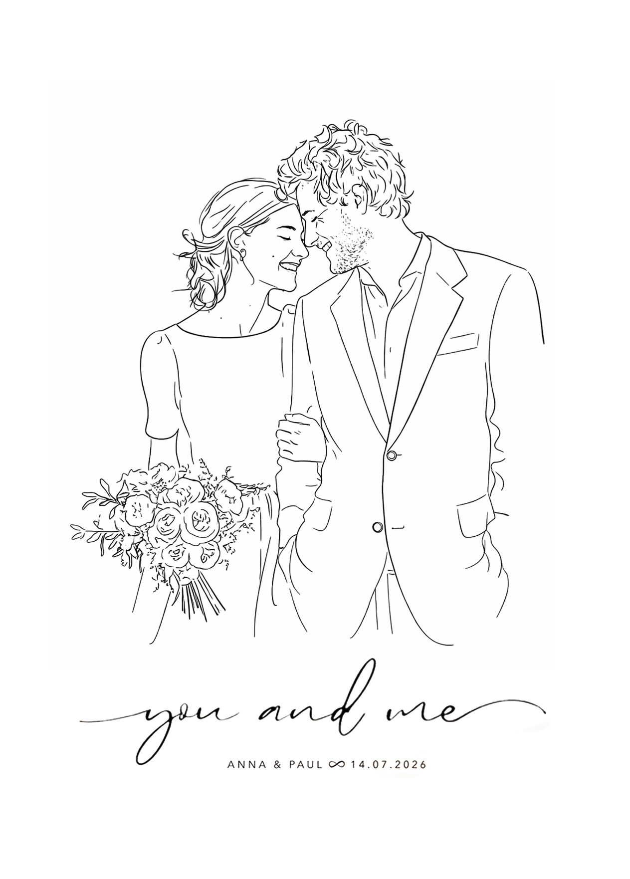 Custom Wedding Line Art Portrait