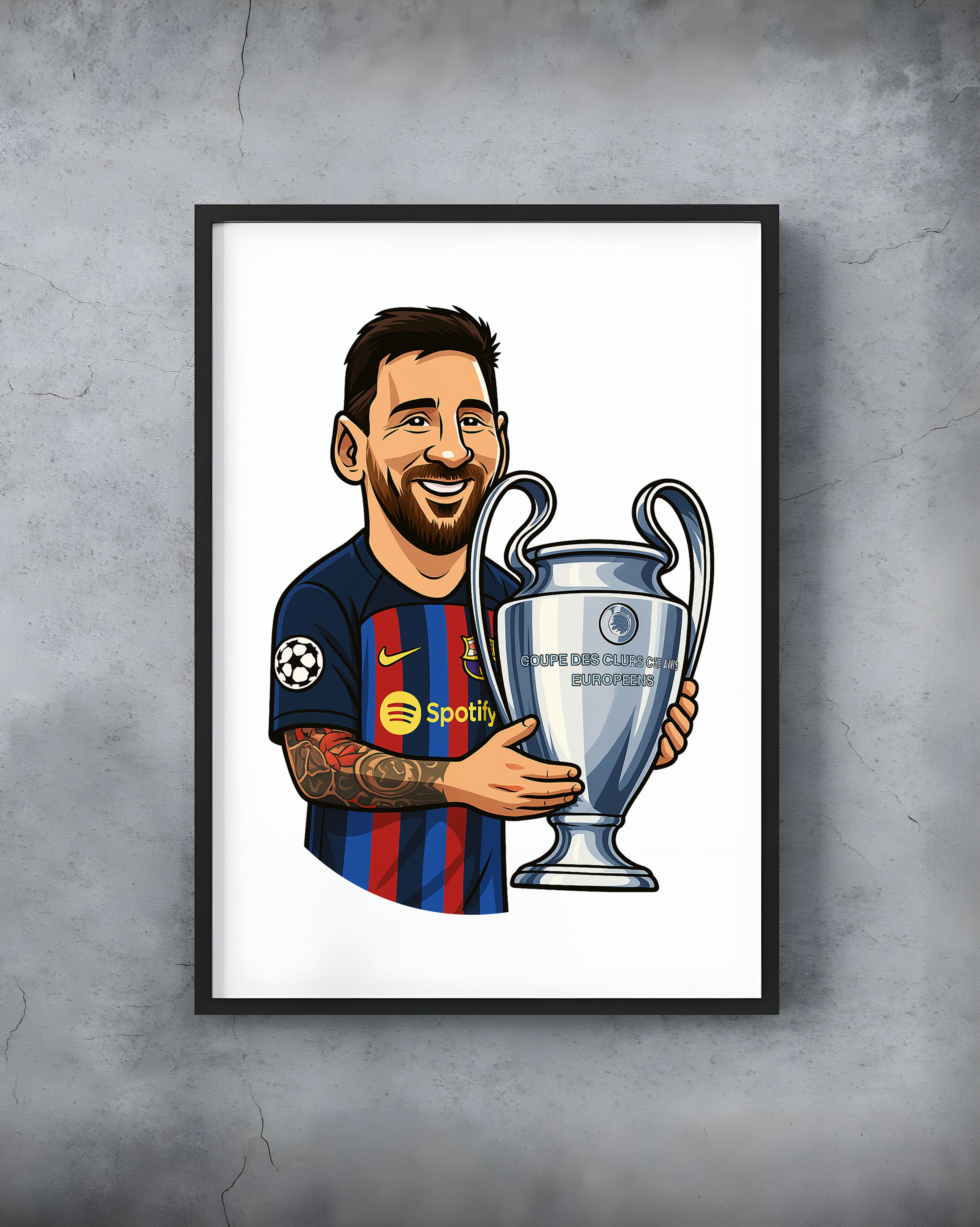Leo Messi UCL Cartoon Art