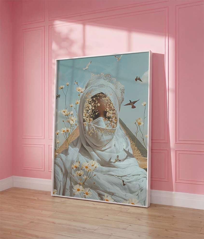 Floral White Hijab Art Print