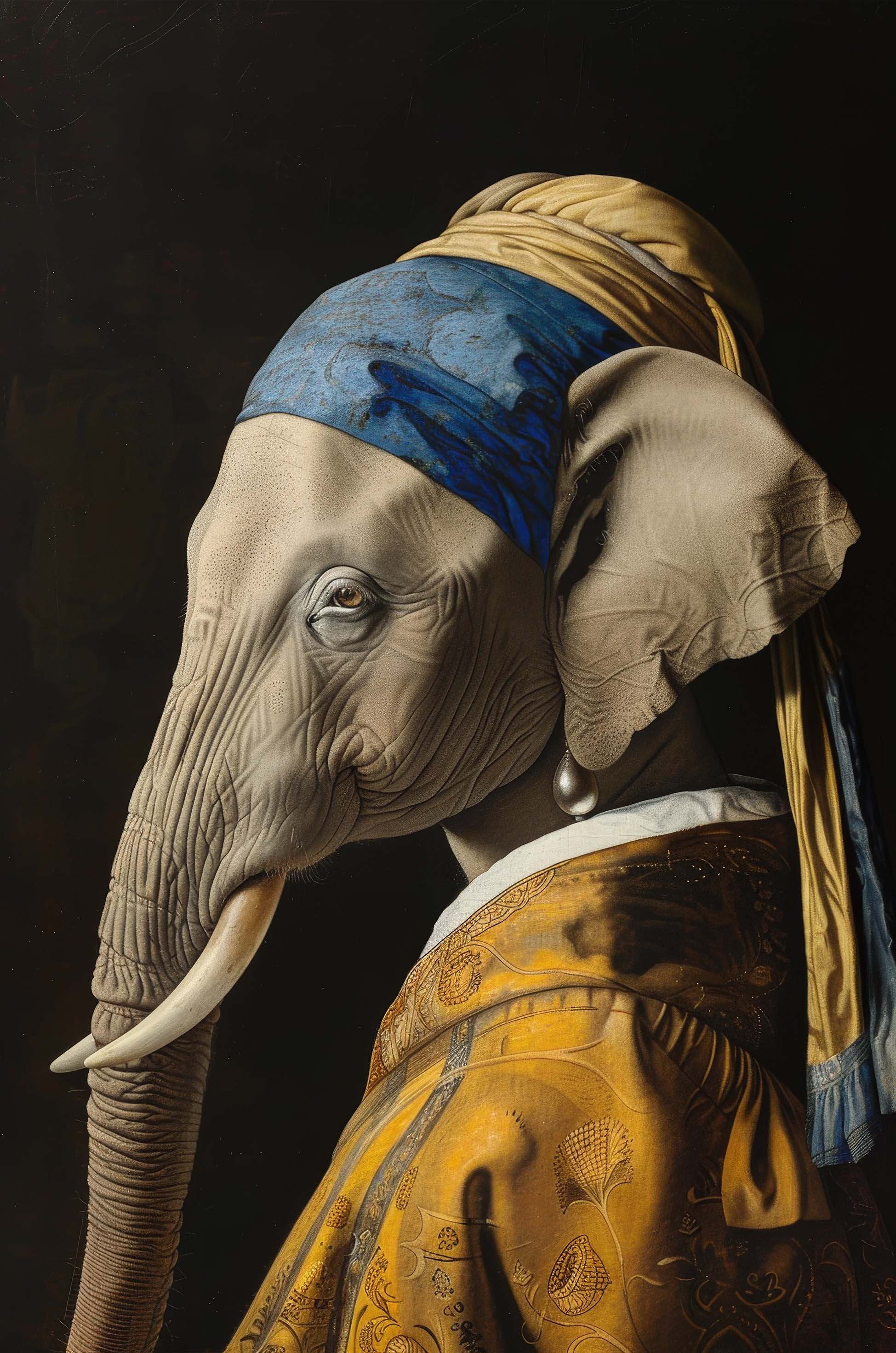 Elephant Portrait in Renaissance Attire