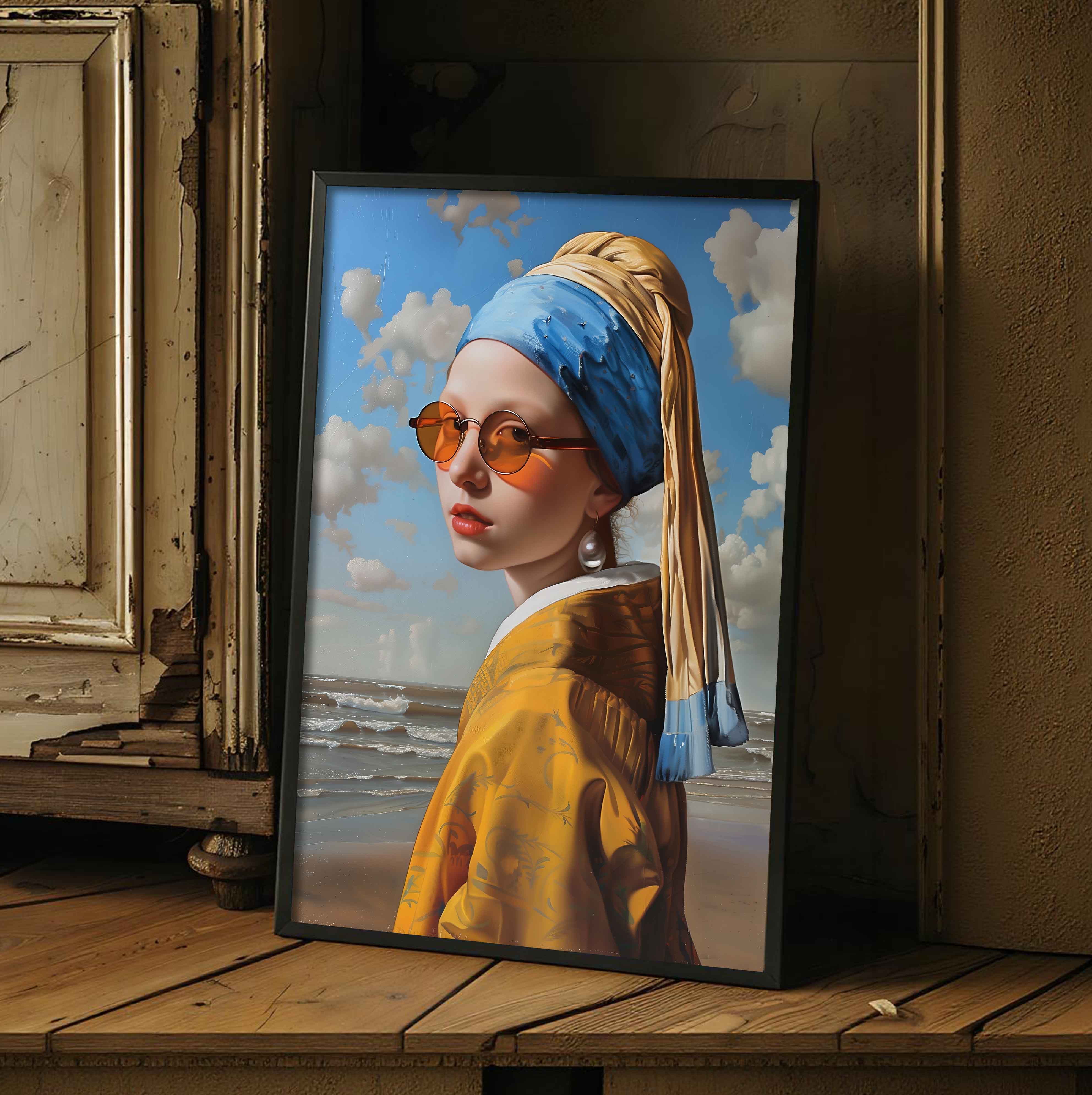 Blue and Gold Silk Headscarf