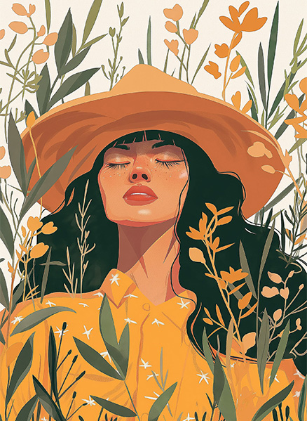 Floral Meadow Girl Print