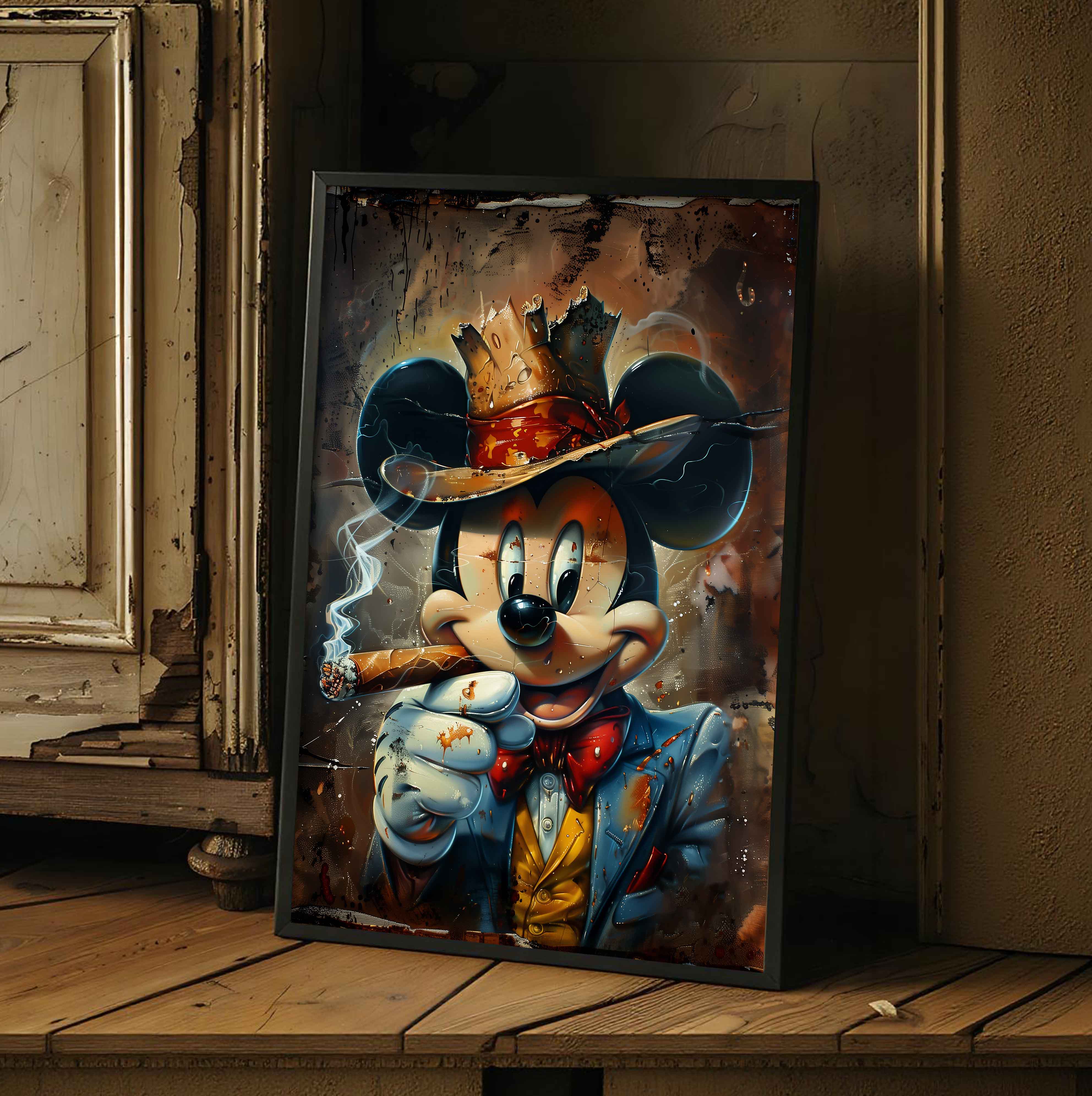 Vintage Mickey Mouse Smoking Artwork