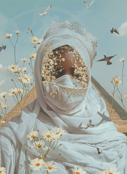 Floral White Hijab Art Print