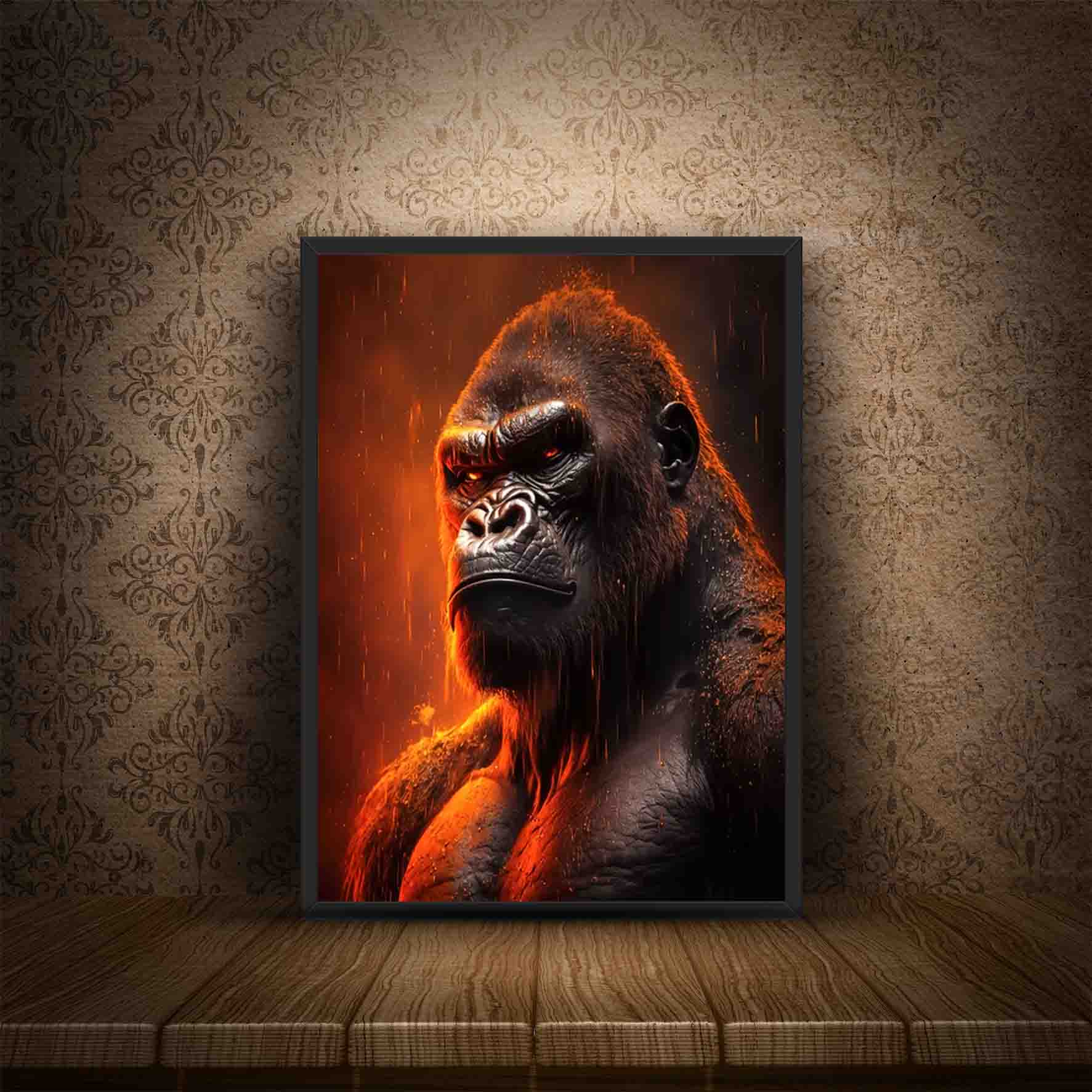 Gorilla Warrior Statue Print