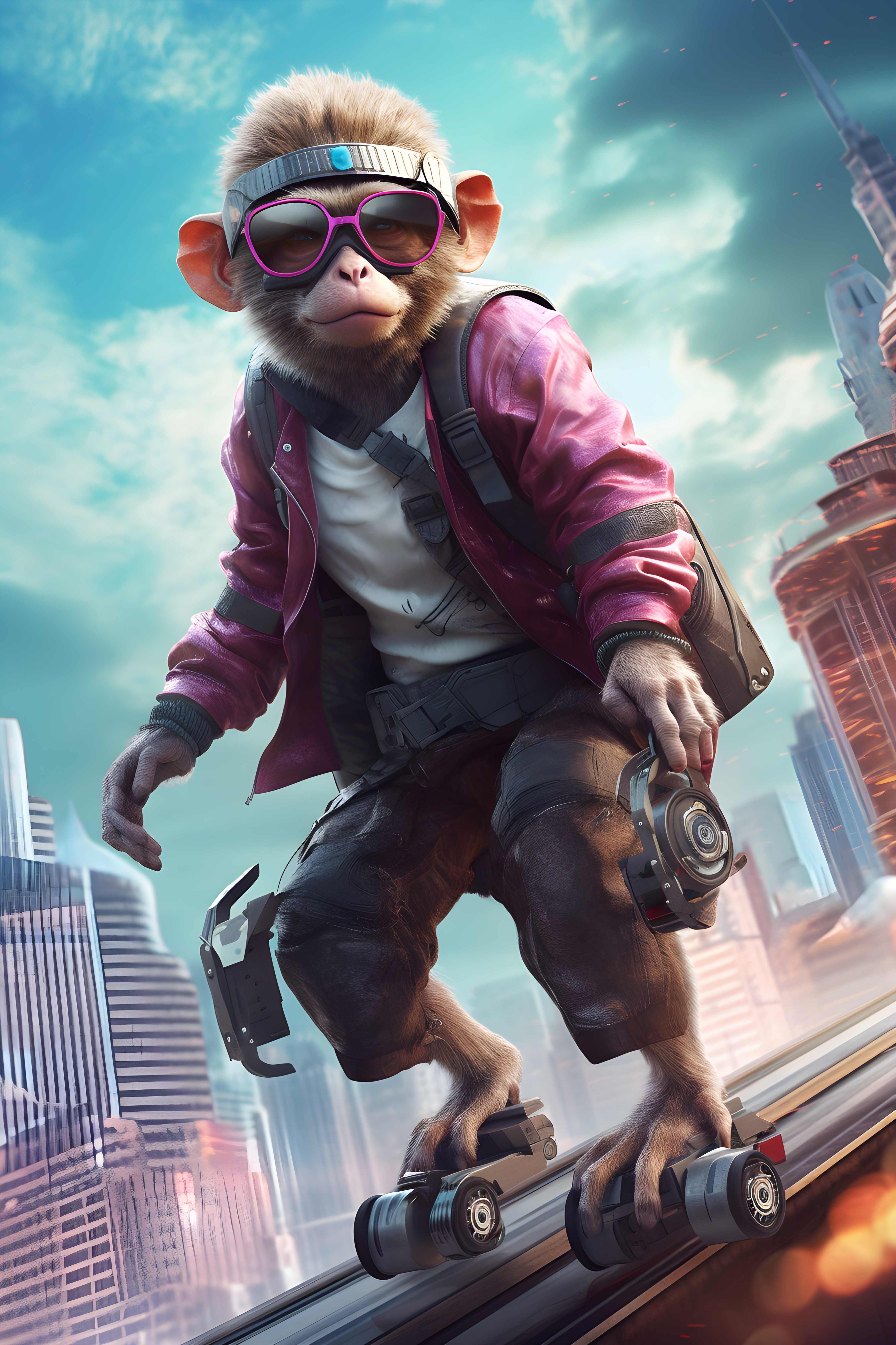 Futuristic Monkey Skater Figurine