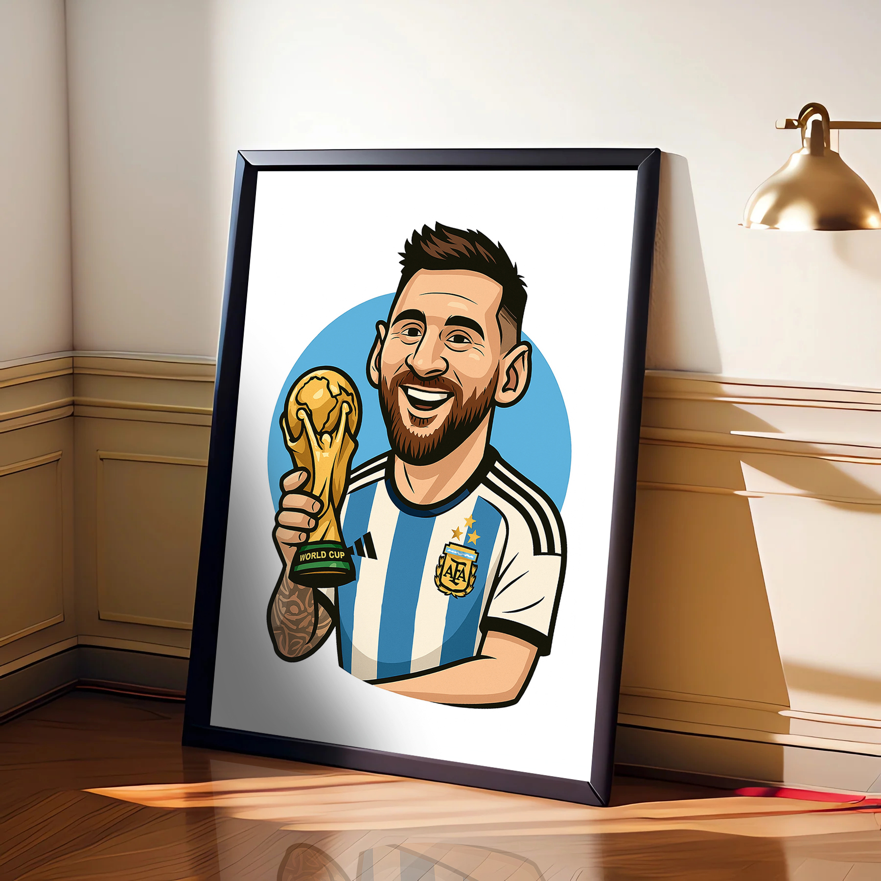 Leo Messi World Cup Cartoon Art