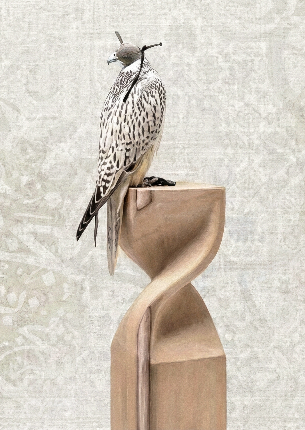 Falcon Sculpture Calligraphy Poster