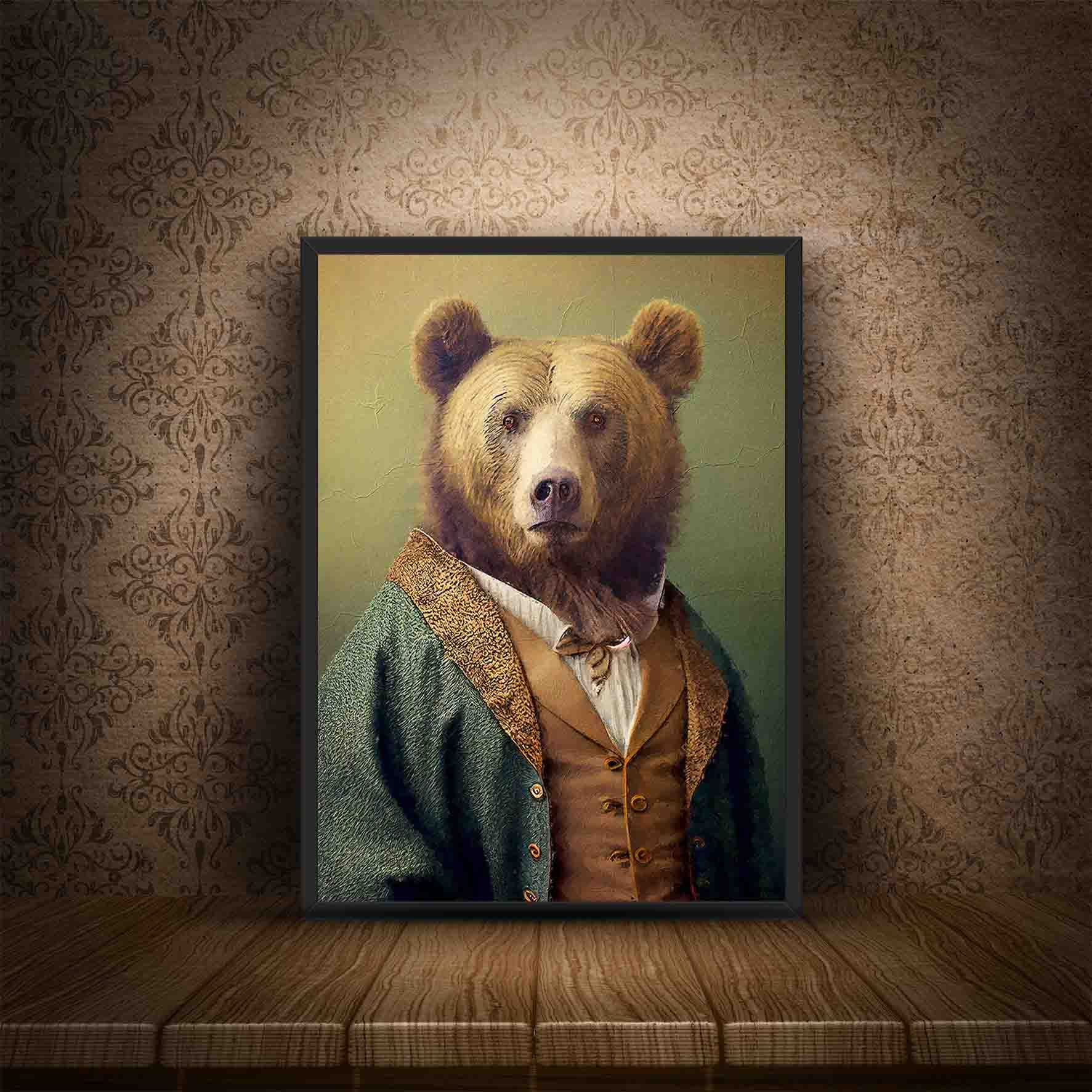 Victorian Bear Portrait Print