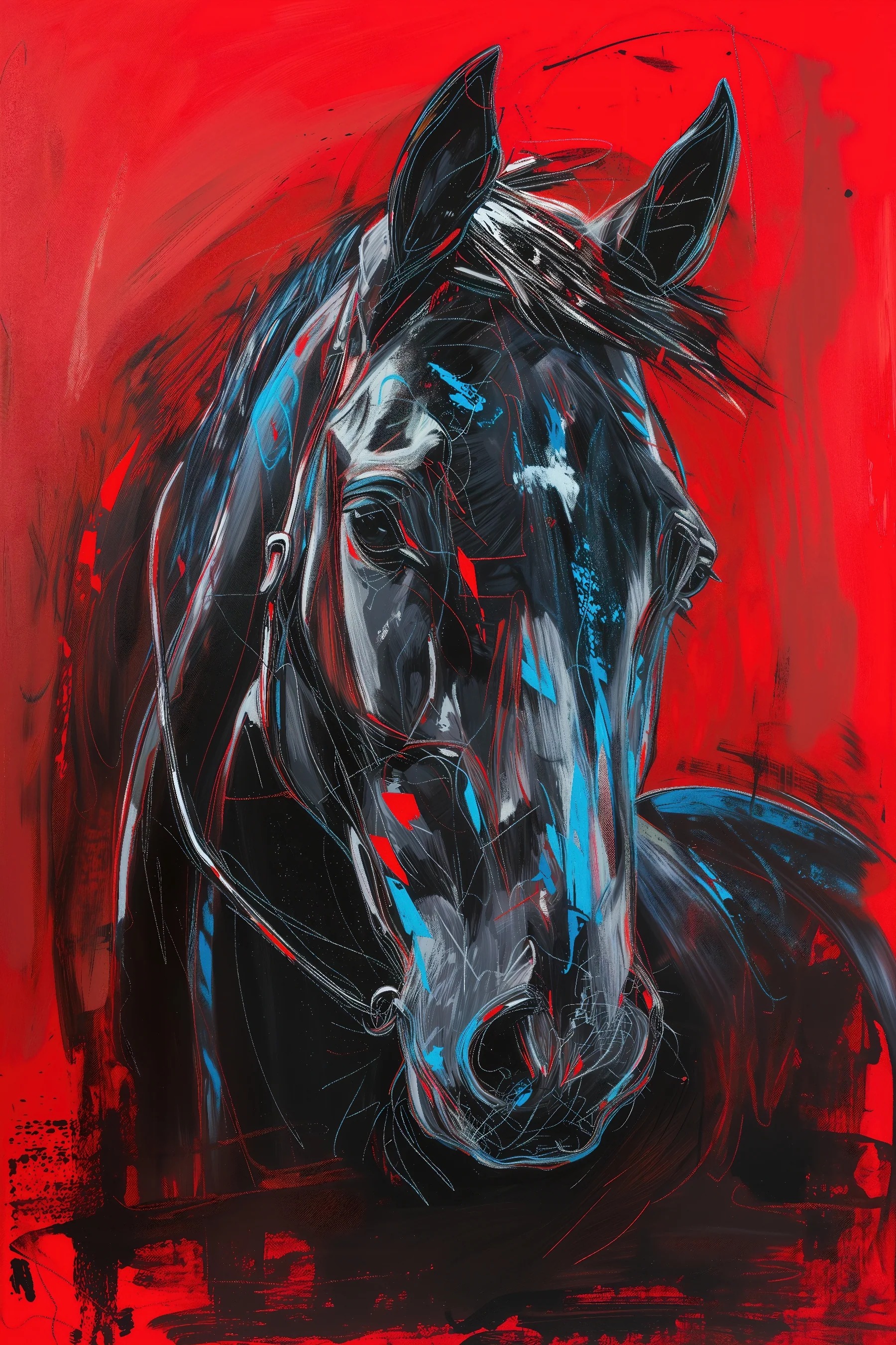 Modern Horse Portrait Painting Print