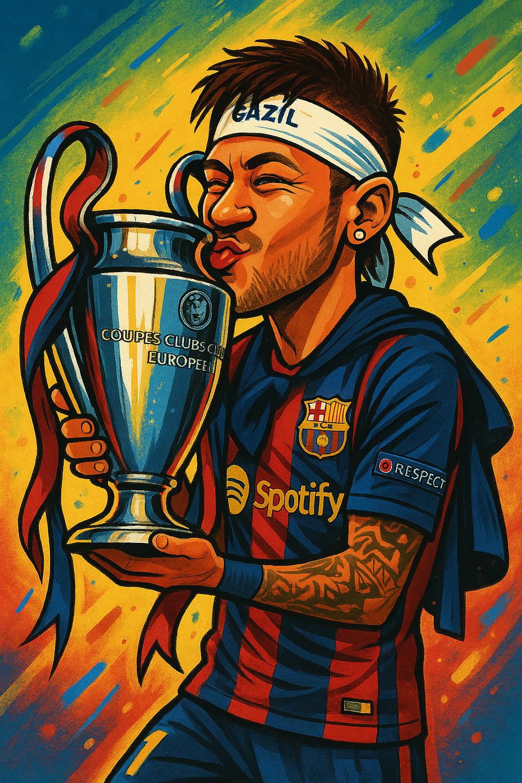 Neymar Illustrated Poster Ai