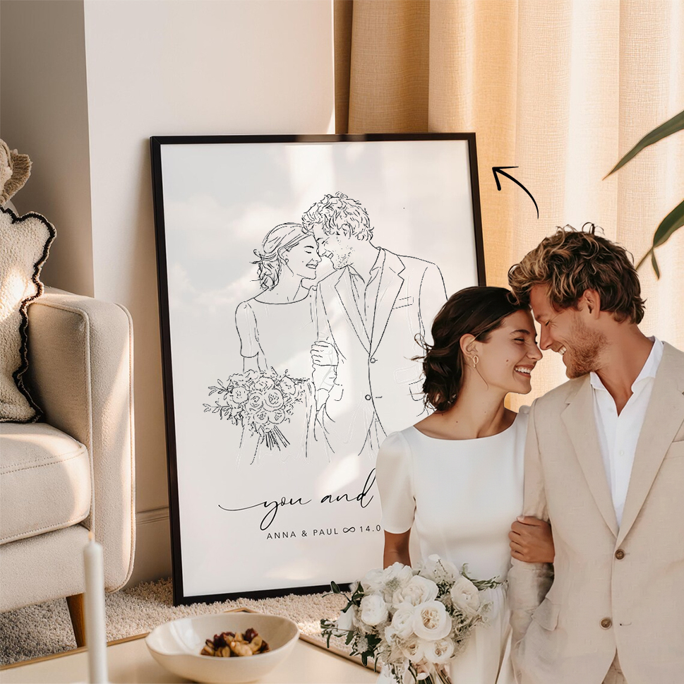 Custom Wedding Line Art Portrait