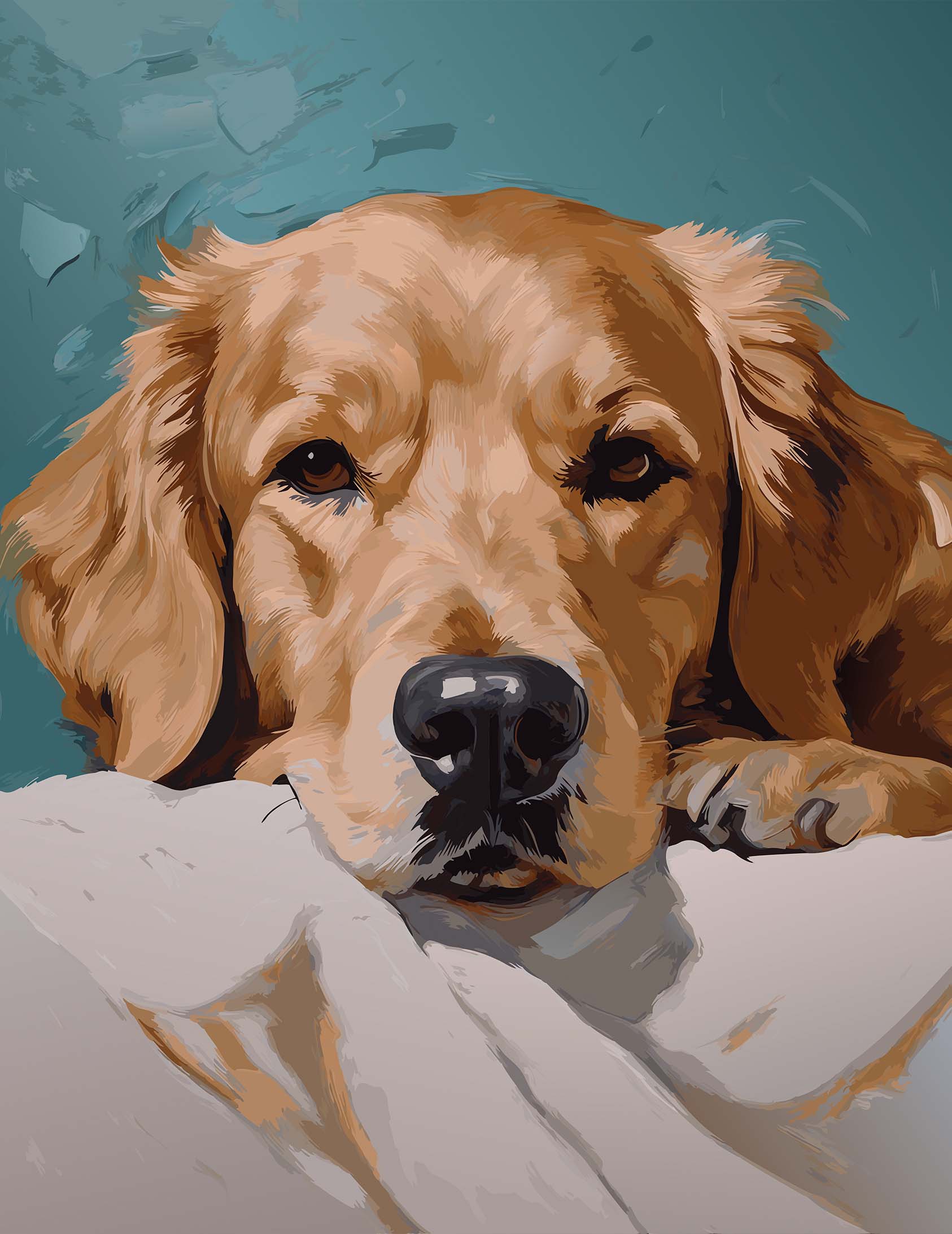 Golden Retriever Portrait Painting Print