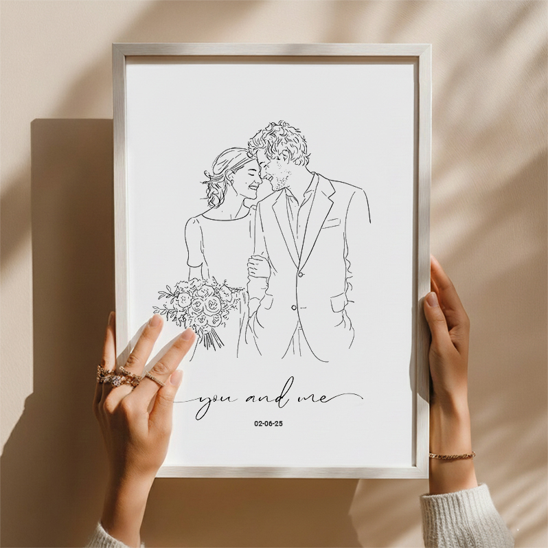 Custom Wedding Line Art Portrait