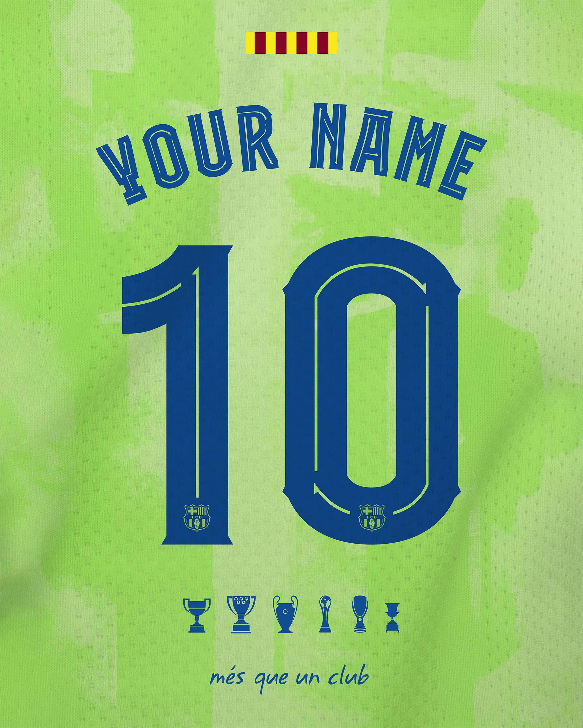 Personalized FC Barcelona away Jersey Poster