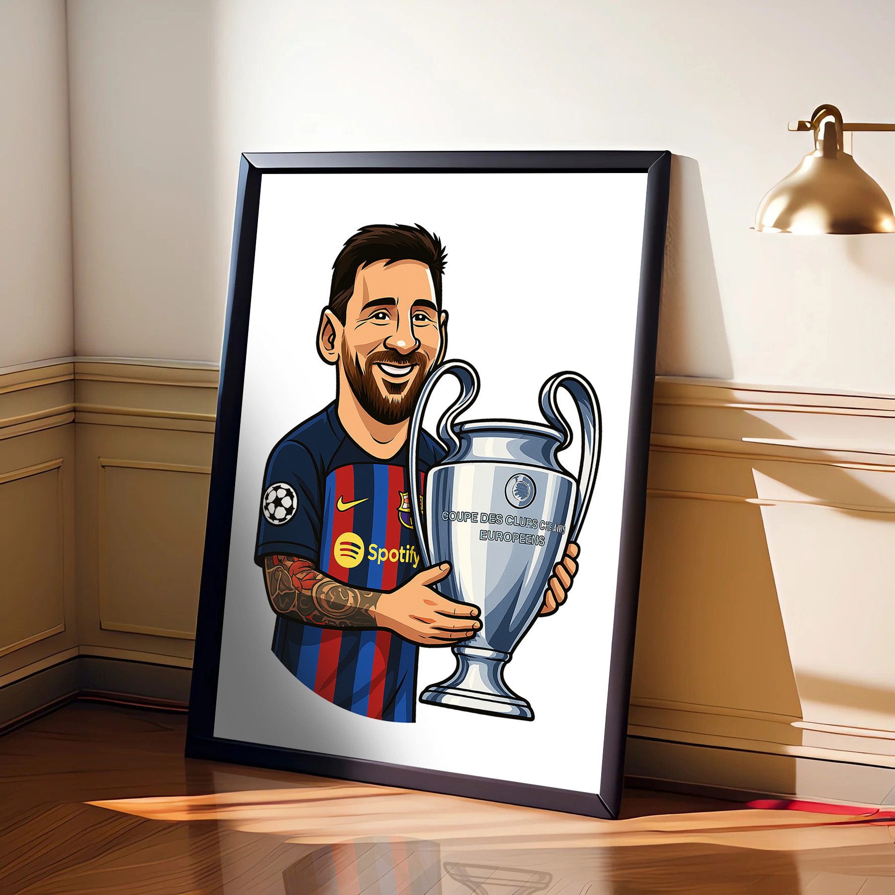 Leo Messi UCL Cartoon Art