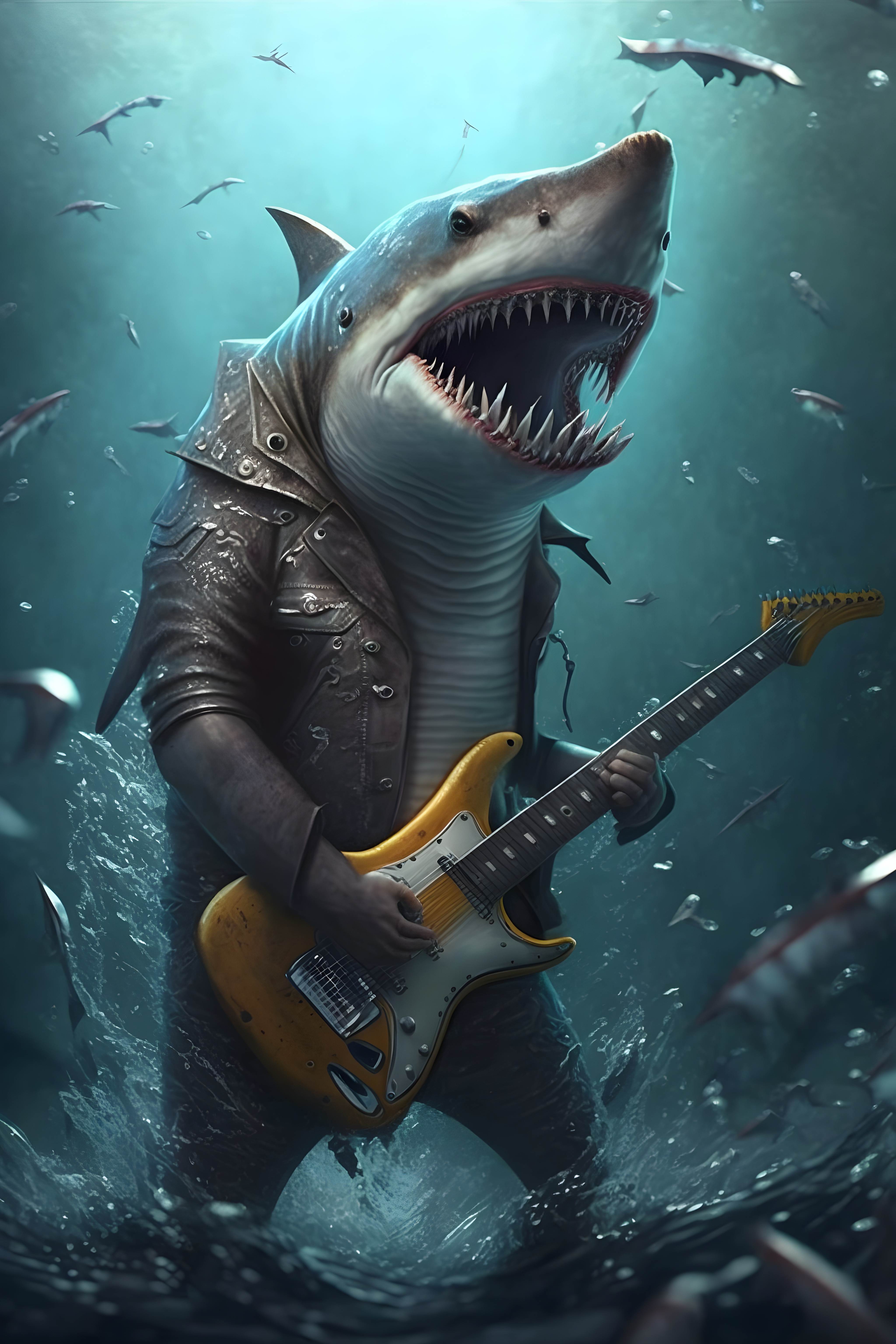 Rockstar Shark Figurine