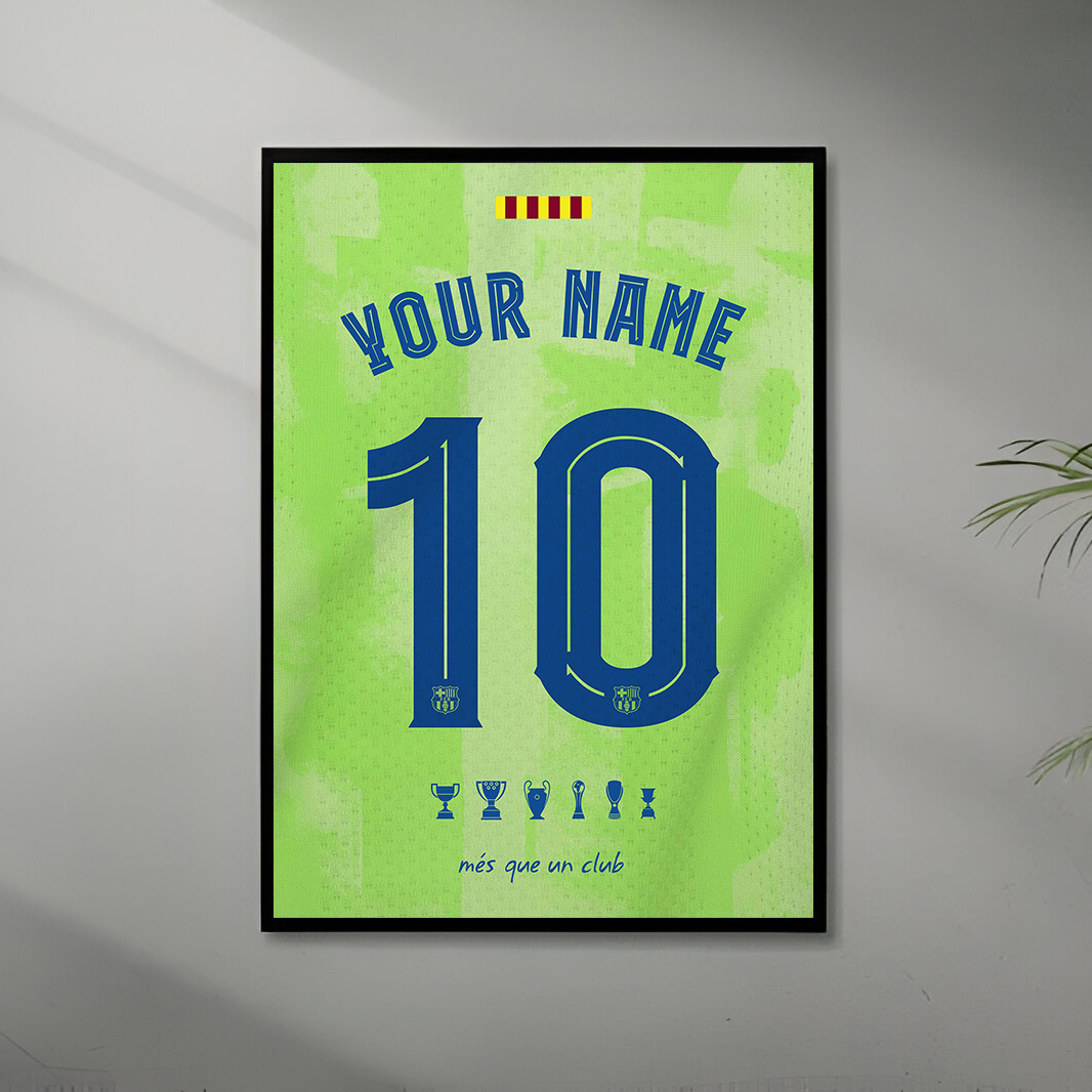 Personalized FC Barcelona away Jersey Poster