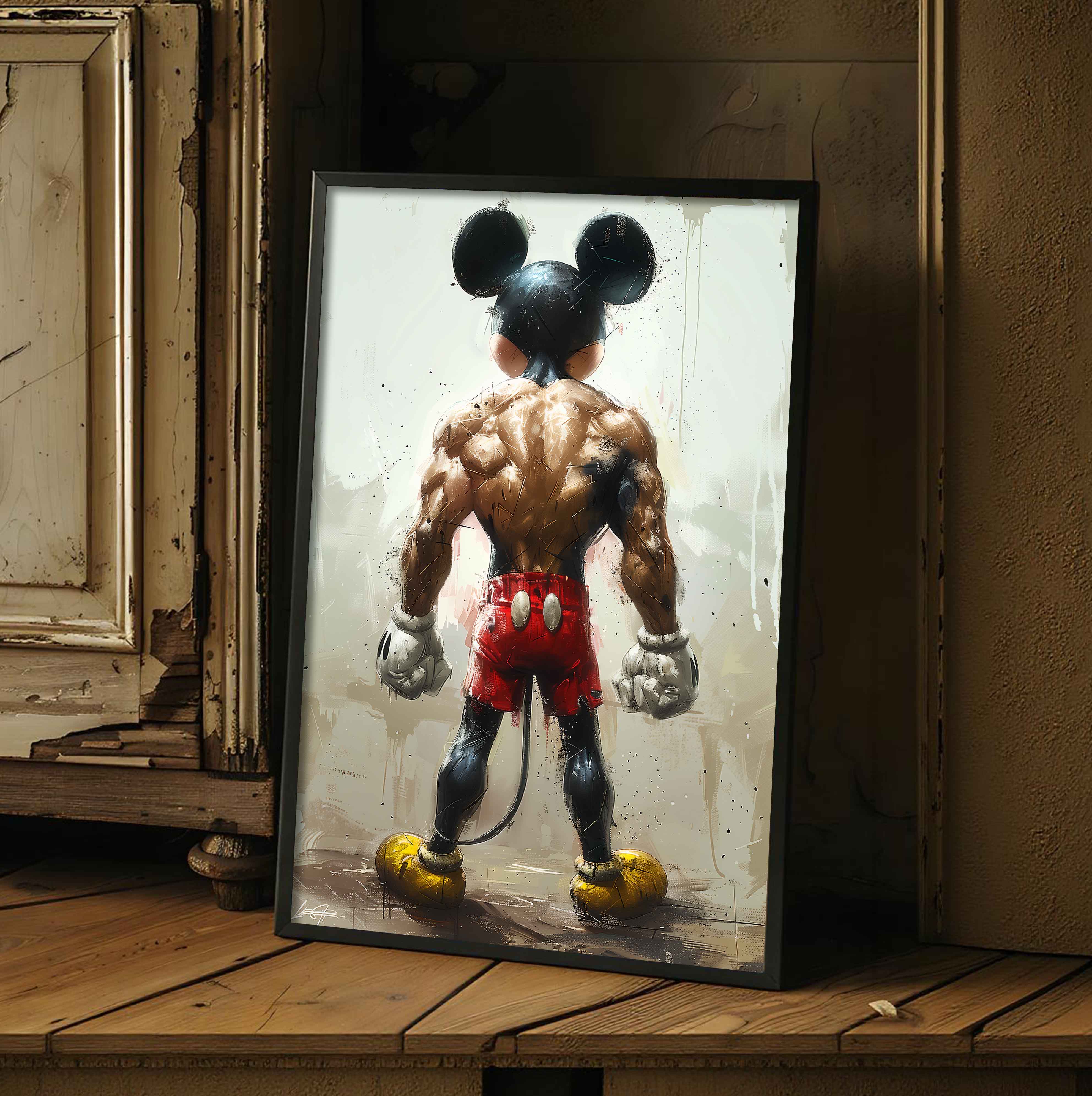 Muscular Mickey Mouse Art Print