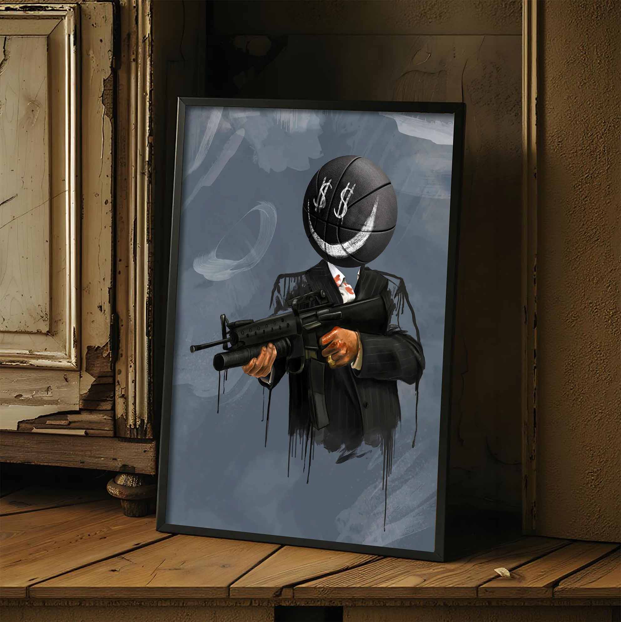 Abstract Basketball Head Art Print