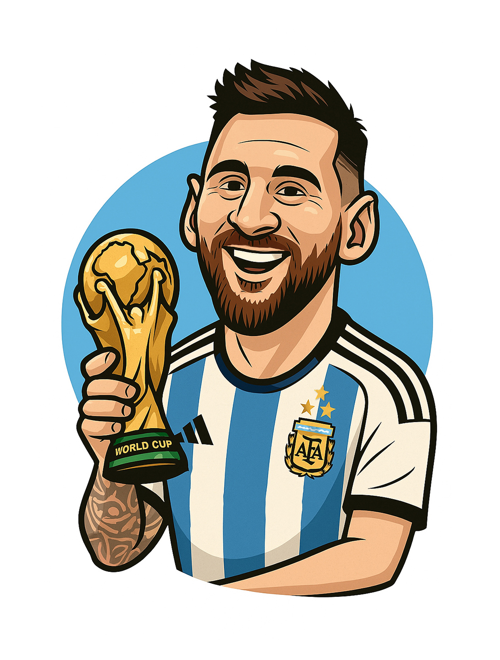 Leo Messi World Cup Cartoon Art