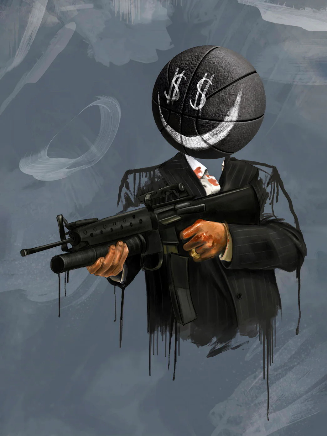 Abstract Basketball Head Art Print