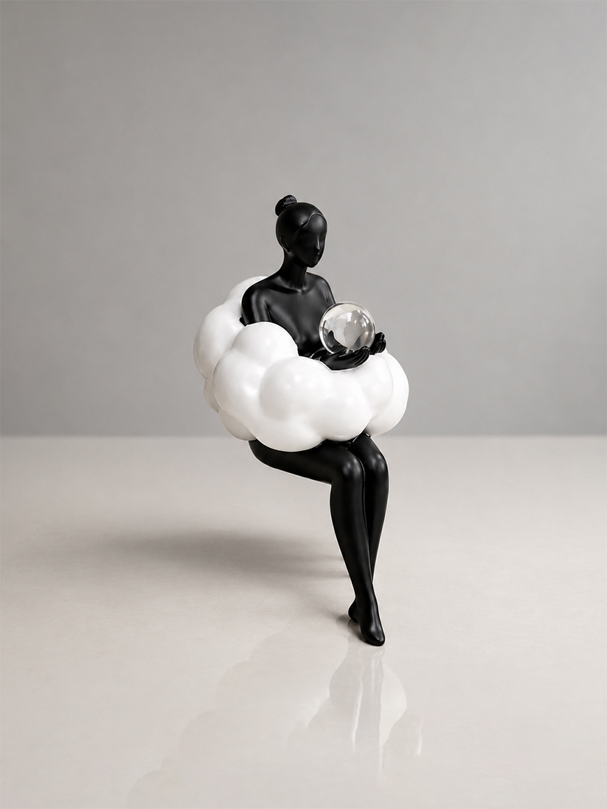 Elegant Cloud Lady Resin Figure