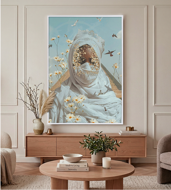 Floral White Hijab Art Print