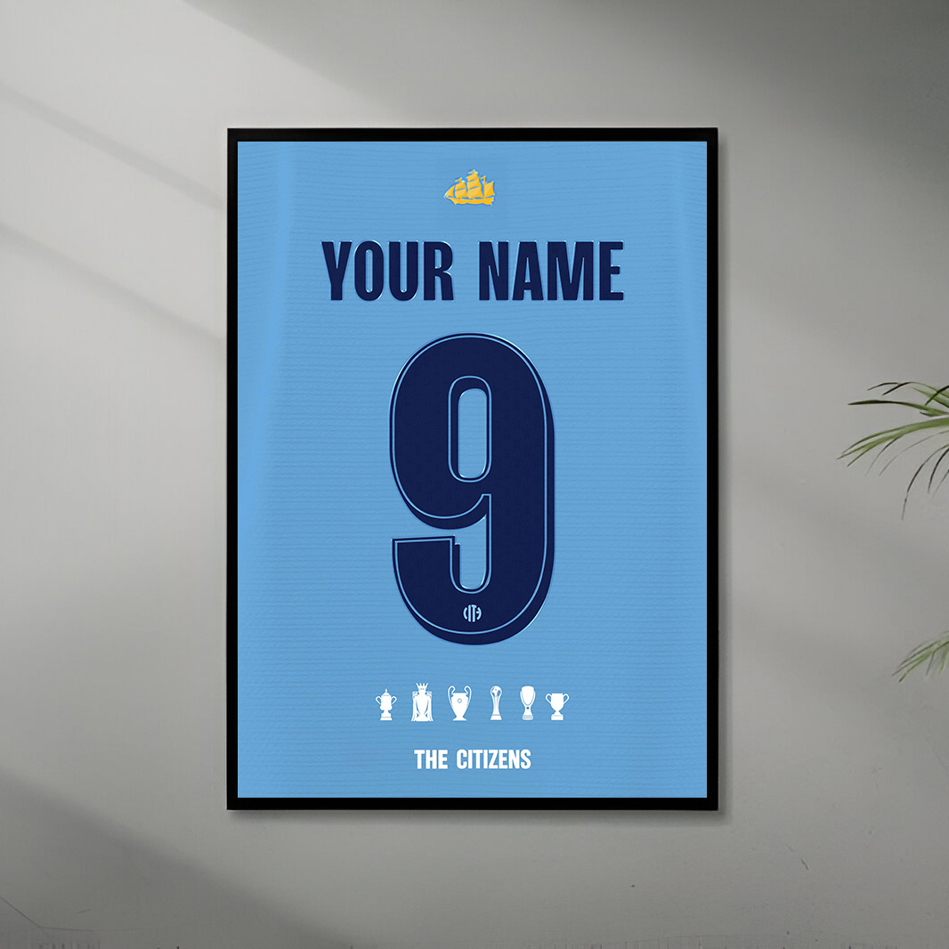 Personalized Manchester City Home Jersey Poster