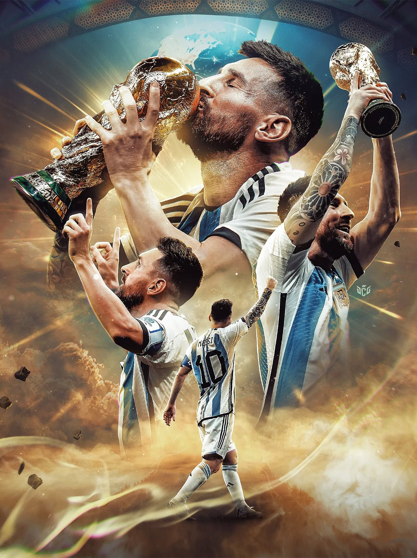 Leo Messi WC Trophy Print