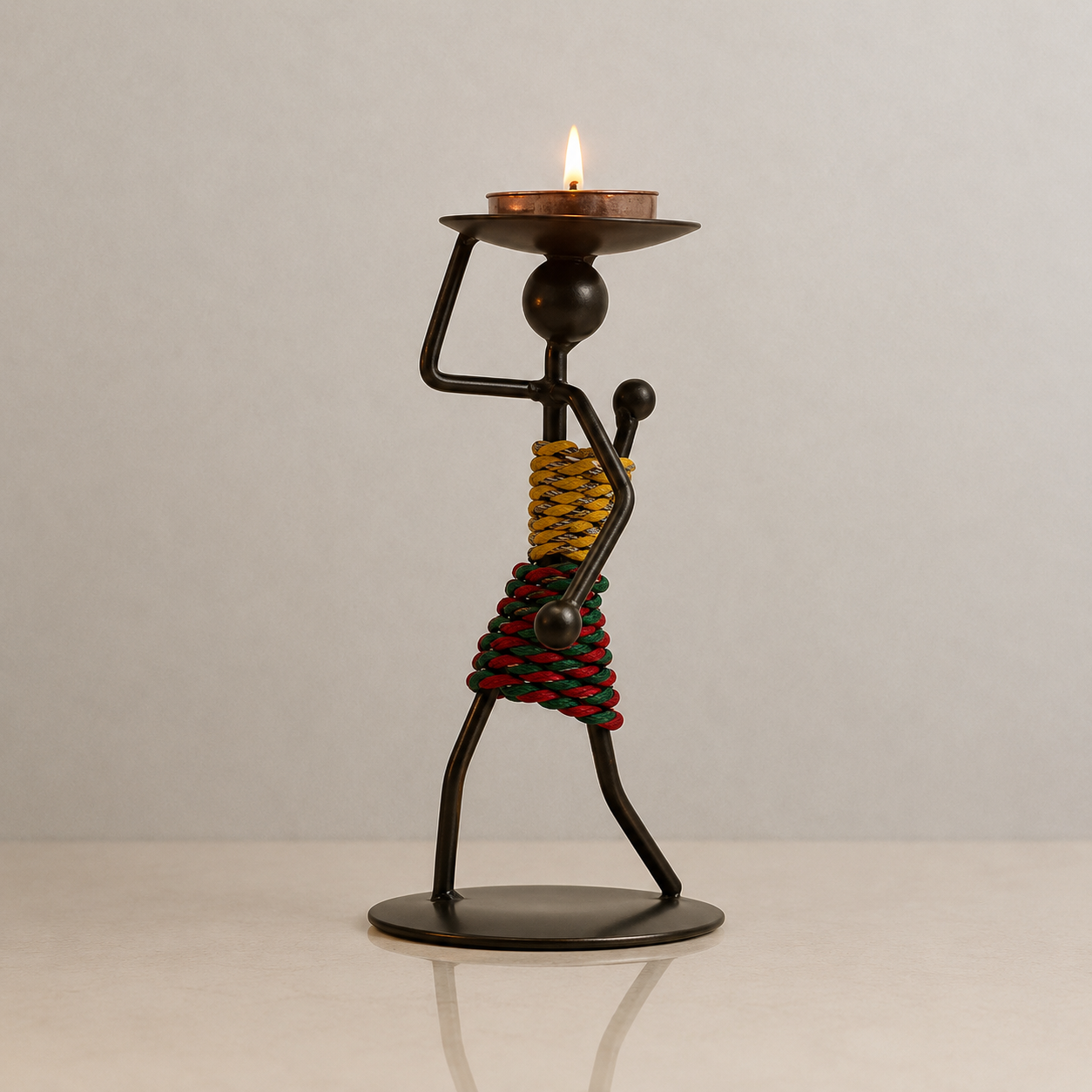 Vintage Human Figure Metal Candle Holder