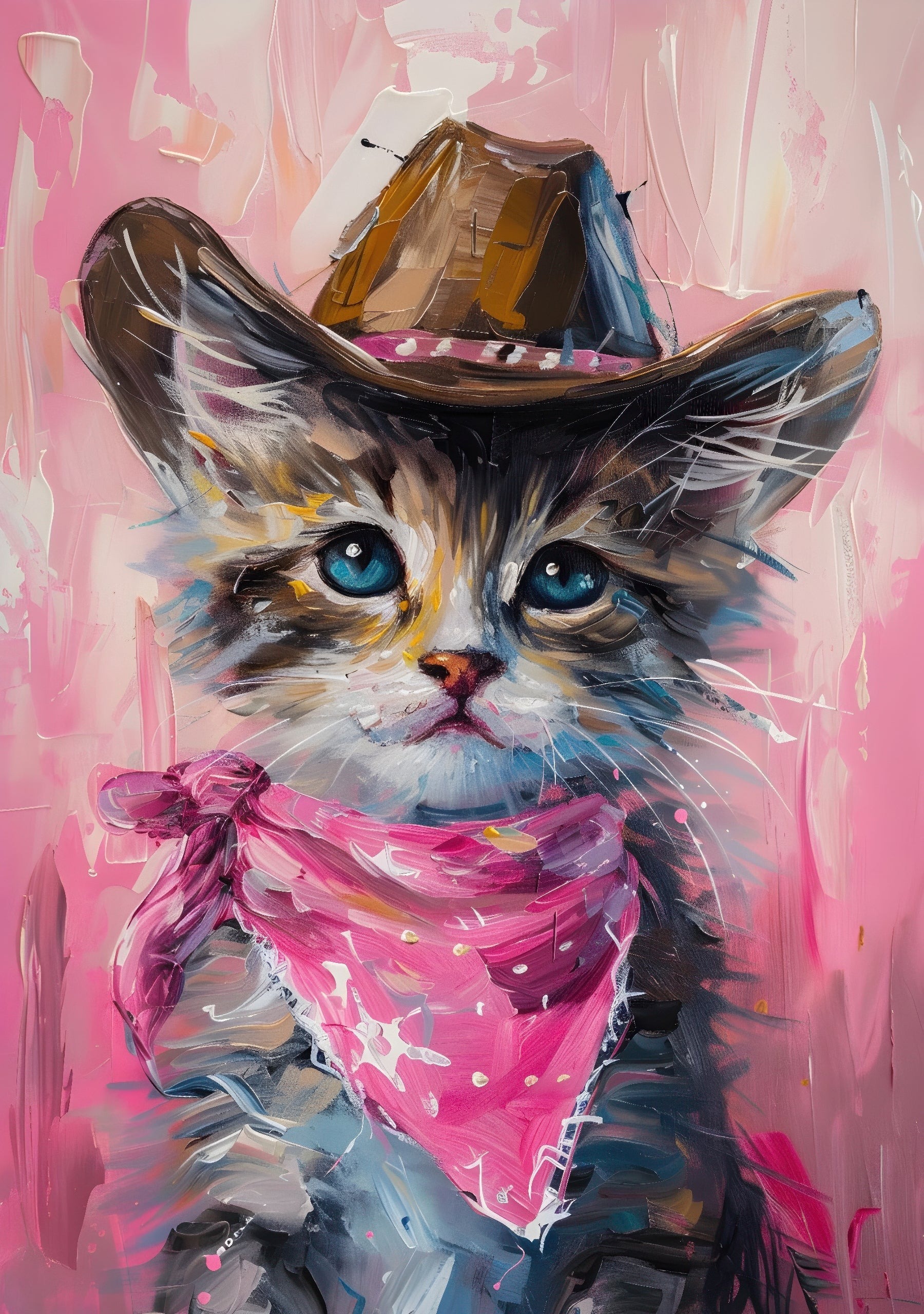 Cowboy Cat Painting Print