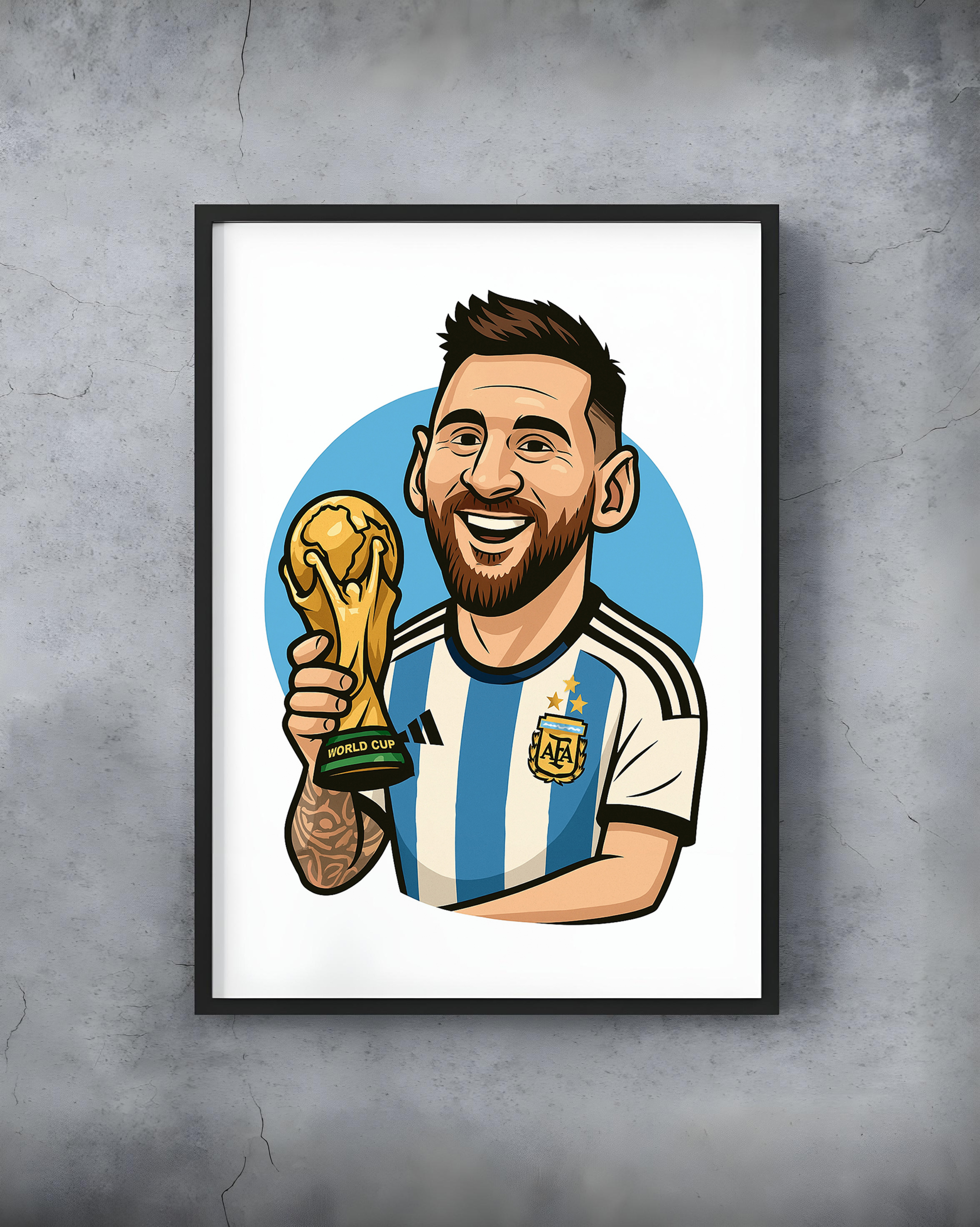 Leo Messi World Cup Cartoon Art
