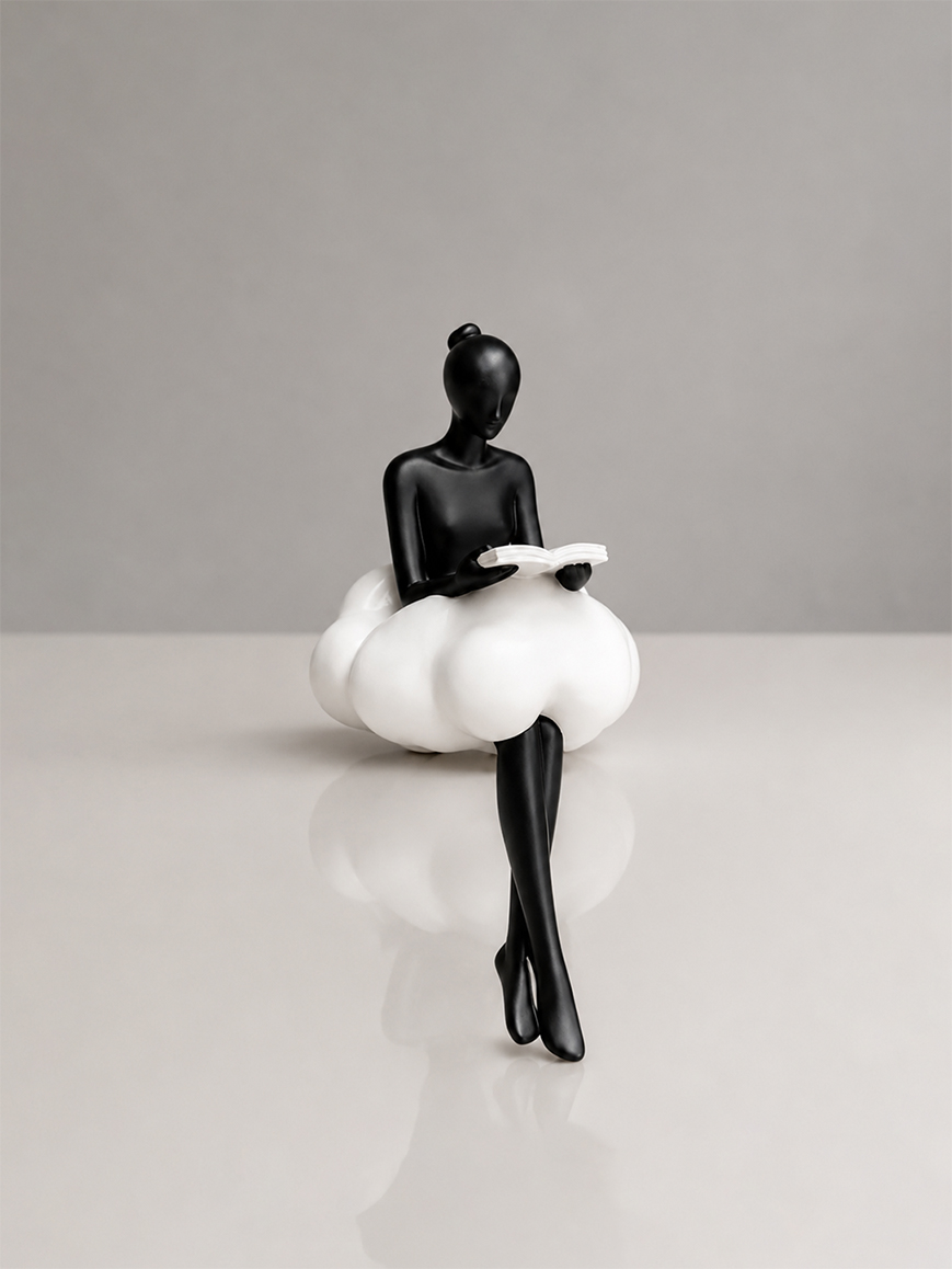 Elegant Cloud Lady Reading Figure