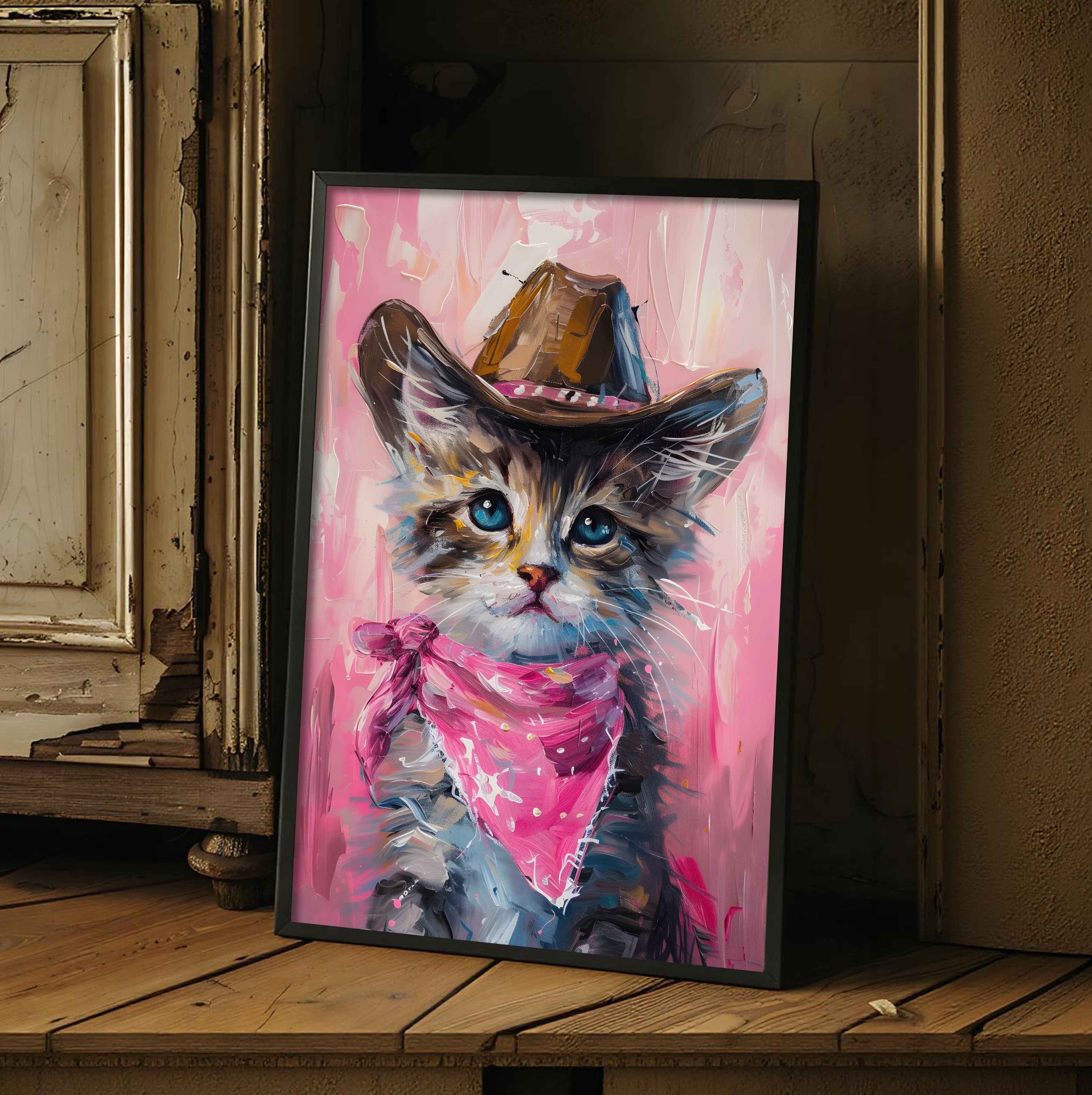 Cowboy Cat Painting Print