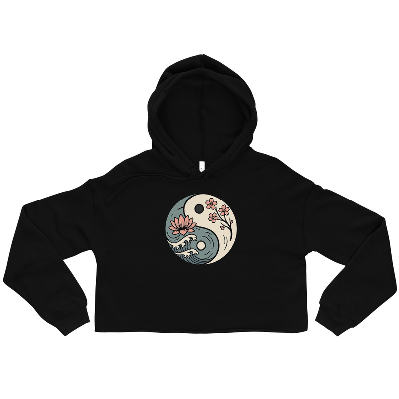 Yin Yang Floral Crop Hoodie