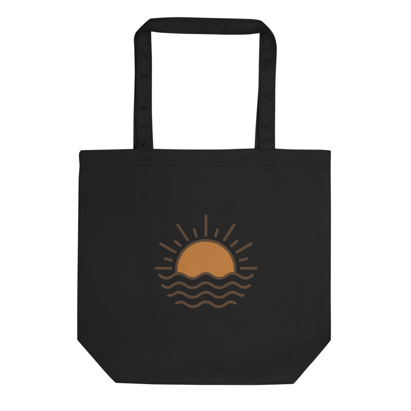 Black Tote Bag with Sun Design