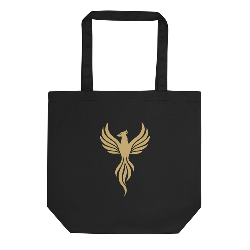 Black Tote Bag with Gold Phoenix Design