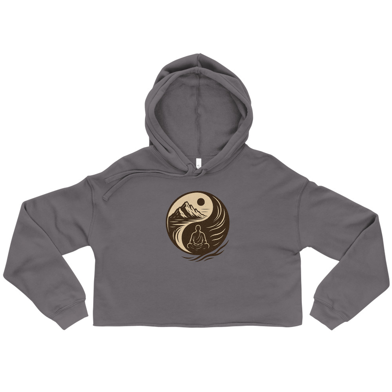 Cropped Hoodie with Meditative Mountain Print