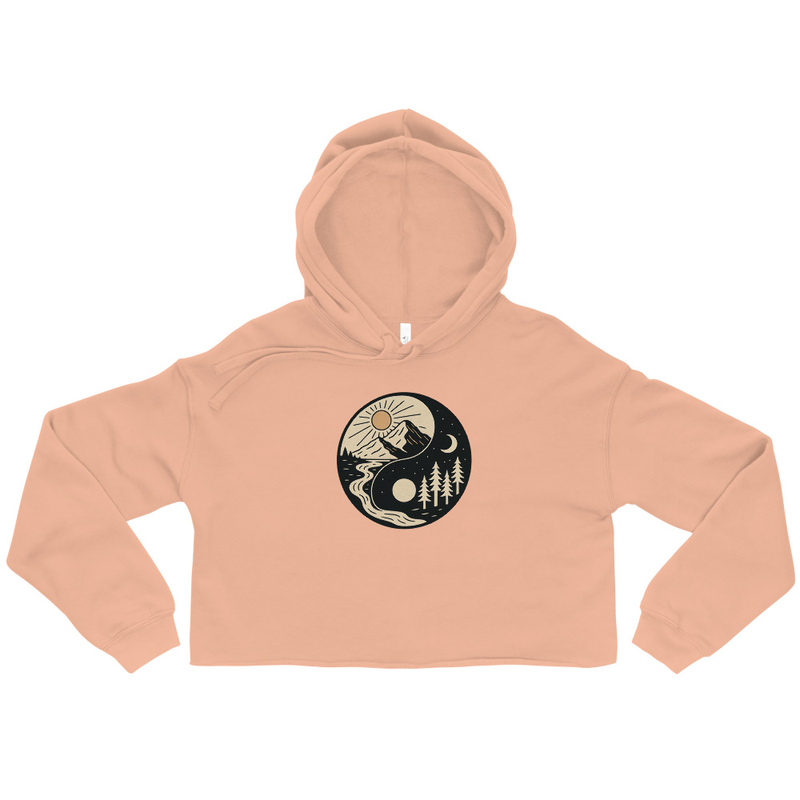 Cropped Hoodie with Nature Yin Yang Design