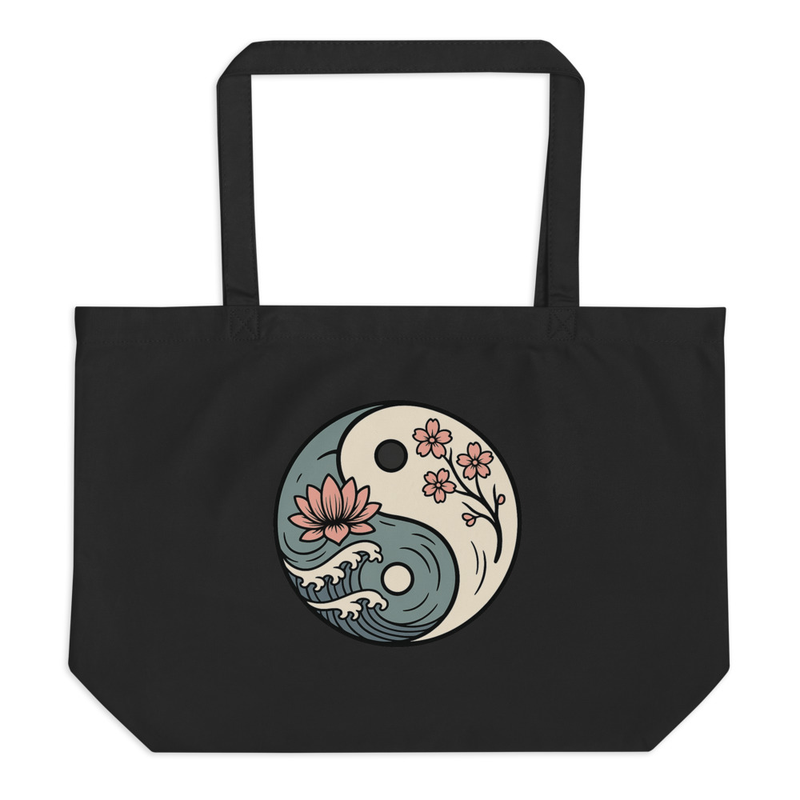 Yin Yang Lotus Wave Tote Bag