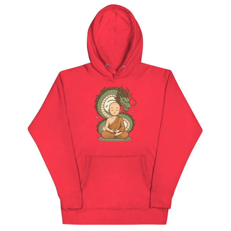 Buddha and Dragon Printed Hoodie