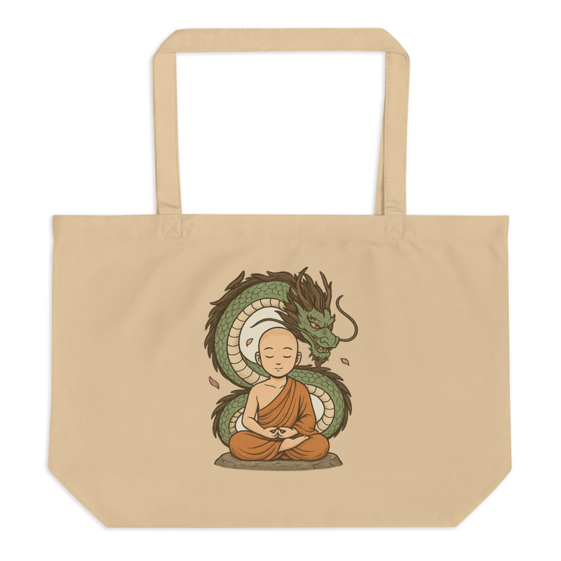 Zen Monk and Dragon Tote Bag