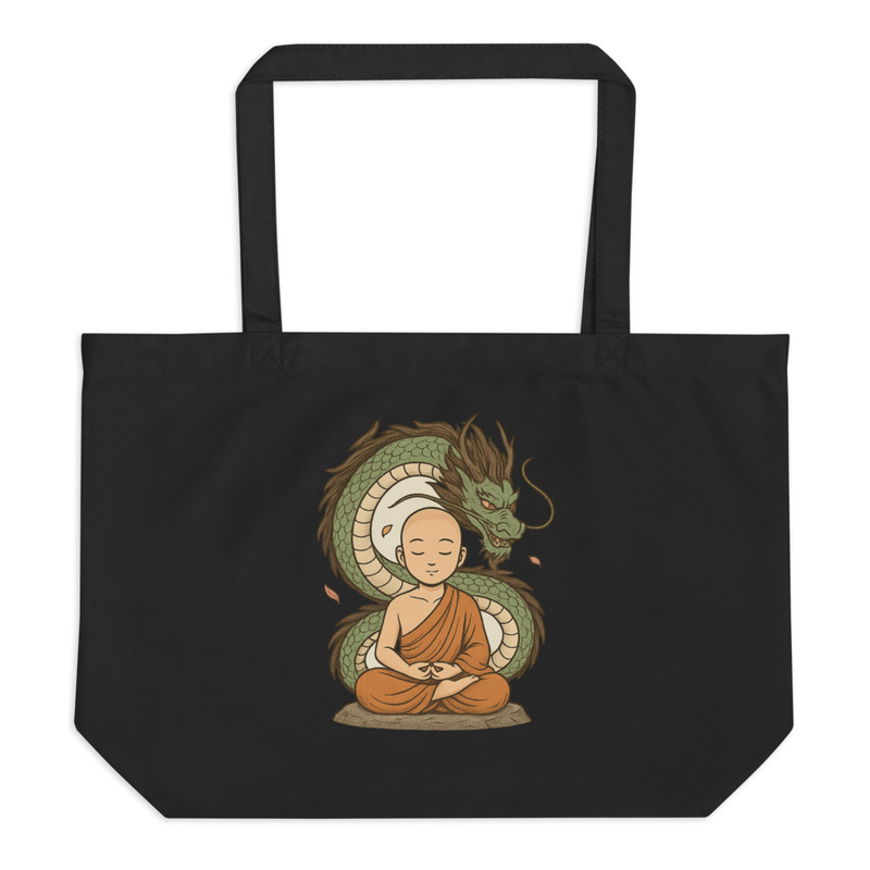 Zen Monk and Dragon Tote Bag