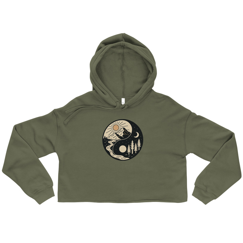 Cropped Hoodie with Nature Yin Yang Design