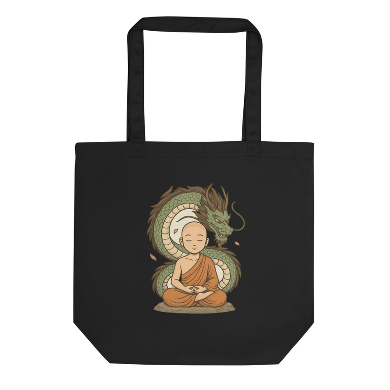 Zen Monk and Dragon Tote Bag