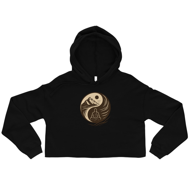 Cropped Hoodie with Meditative Mountain Print