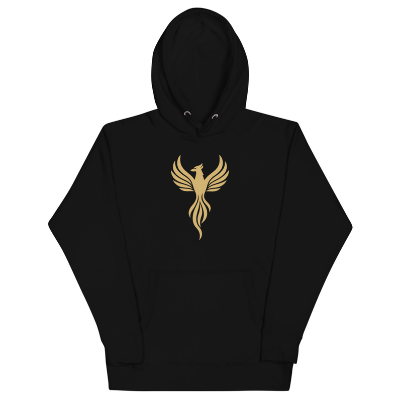 Hoodie with Gold Phoenix Design