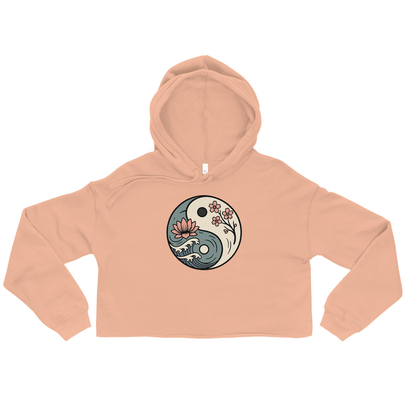 Yin Yang Floral Crop Hoodie
